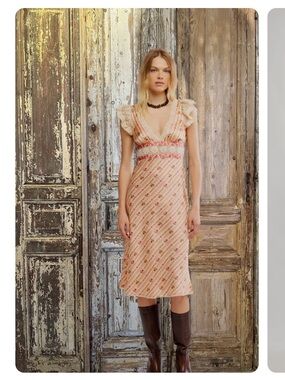 NWT Free People Women's Bali Belle Deep V-Neck Midi Dress